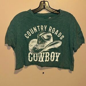 Green Country Roads Cowboy Crop Top